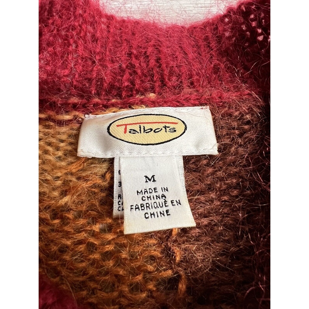 Talbots Cardigan Mohair Blend Fall Warm Colors Geometric Size M Button Up - Picture 3 of 7